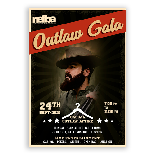 Design an Eye Catching flyer for our Outlaw Gala Design by Shivam Mehta ✅