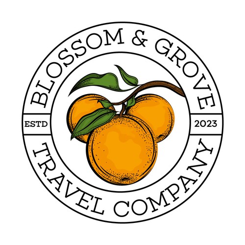 Vintage Orange Blossom Logo design for Travel Company Design réalisé par Mararti