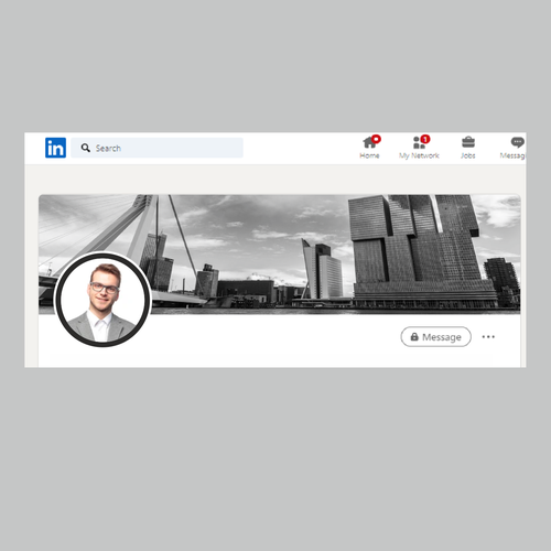 Linkedin Skyline Banner B&W Design by CREATIVE NINJA ✅