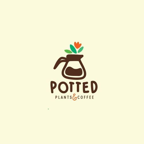 Cheerful logo for a plant and coffee shop Design by ALINAsINK