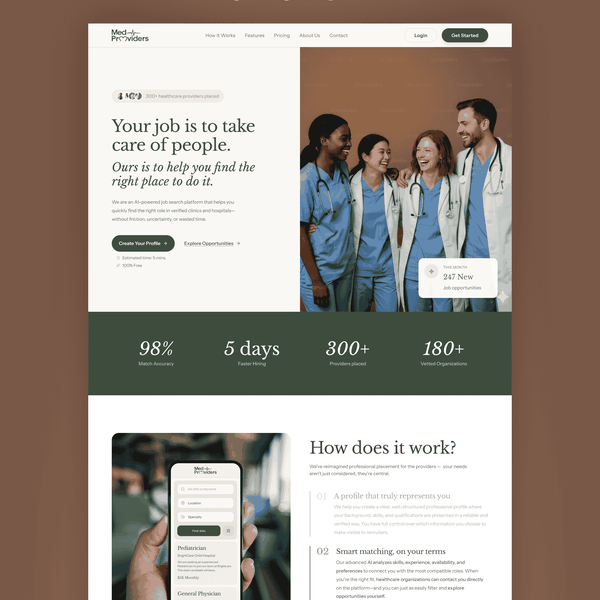 Design by Pixel Anarchy titled "Medical Job Platform Design"