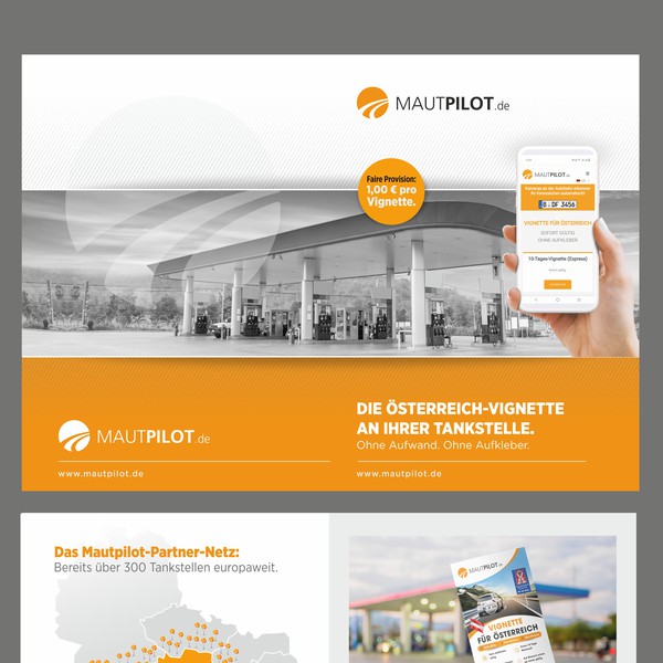 Design by Justdesign® titled "brochure to acquire petrol stations for a partner network."