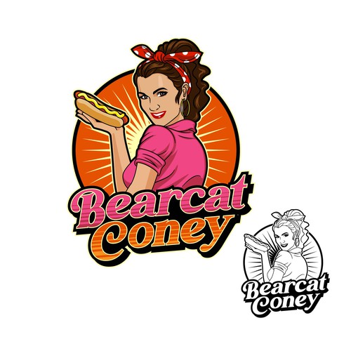 G-Rated Cartoon PinUp Girl girl logo for Retro Coney Hotdog restaurant Design by 262_kento