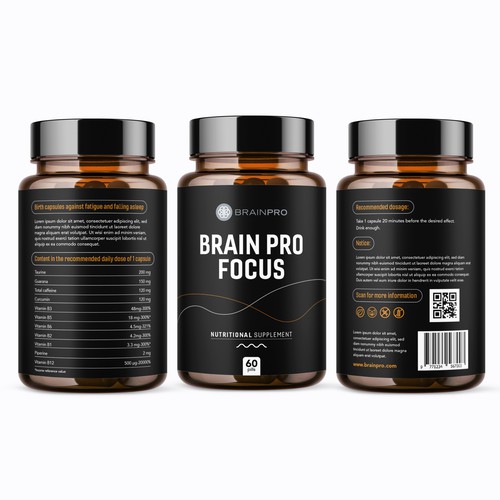 Design a product label for a bio hacker brand - Brain Pro Design by rizal hermansyah