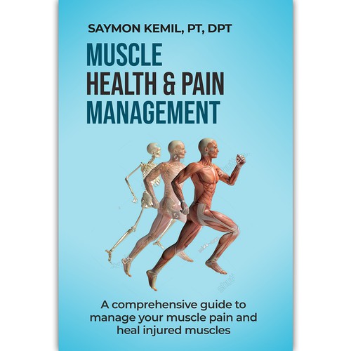 Book cover with a drawing images of the human anatomy combining muscles and bone structure. Design by ink.sharia