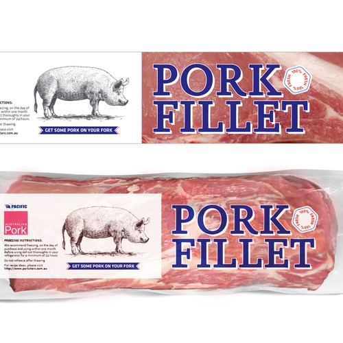 Create a striking top product label for a pork fillet product Design réalisé par Coshe®