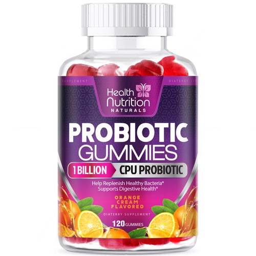 Healthy Probiotic Gummies Label needed for Health Nutrition Design by agooshe