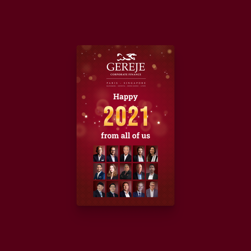 Happy new year card for GEREJE INVESTMENT BANK Design réalisé par Orovor