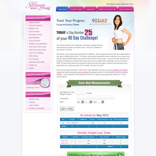 Create the next website design for Skinny Fiber 90 Day Weight Loss Challenge Design por racob