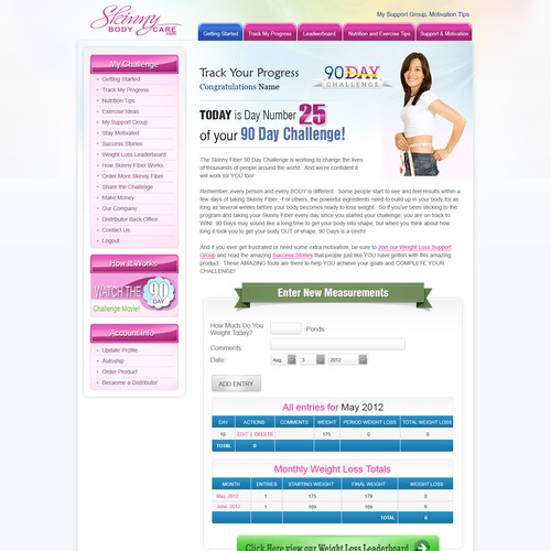 Create the next website design for Skinny Fiber 90 Day Weight Loss Challenge Design by racob