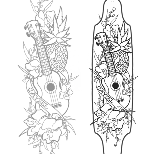 Pineapple and Ukulele love story Design by joi21