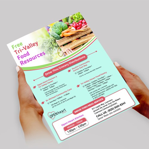 Flyer listing free food resources for the community Diseño de CREATIVE ARTIFLEX