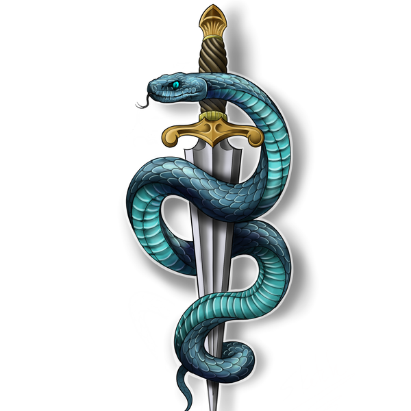 Snake dagger tattoo design