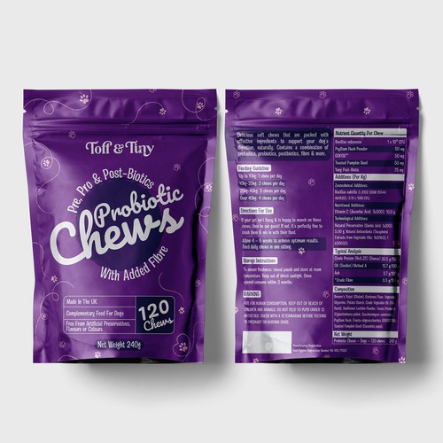Pouch packaging design - Probiotic Chews for dogs Design by sadiaafrinrumky