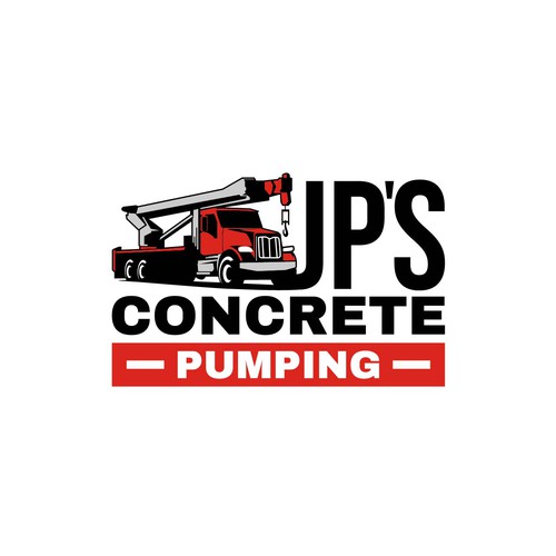 fun & simple masculine concrete pump truck logo Design by SPECTAGRAPH