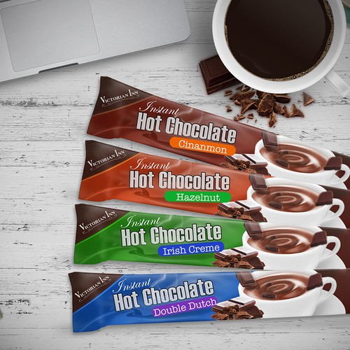 Packet design for single-serve hot chocolate mix! Design by Toanvo