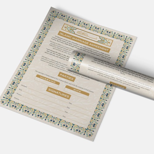 Design A Beautiful Islamic Marriage Agreement Document Template Design by G-r-a-p-h▼