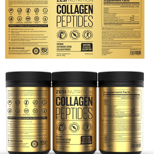 Design an attention grabbing, modern label for our collagen supplement Diseño de Imee008