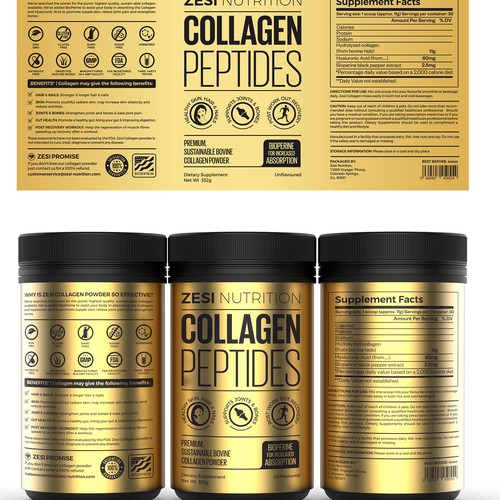 Design an attention grabbing, modern label for our collagen supplement Design by Imee008