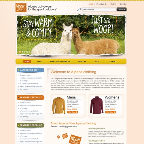 Website Design for Ecommerce Business - Alpaca based clothing company. Réalisé par avijitdutta