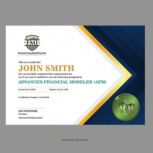 Looking for Custom Professional Certificate Design Design by se7en designs