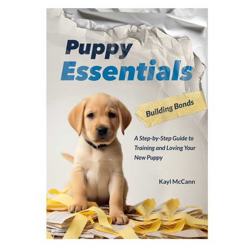 Cute puppy behaving badly for book cover Design by Studio MH