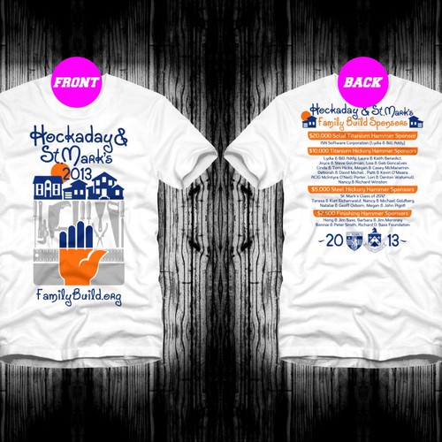 Design di GUARANTEED PRIZE:  Design t-shirt for awesome high school service project & Habitat for Humanity! www.FamilyBuild.org di LGND