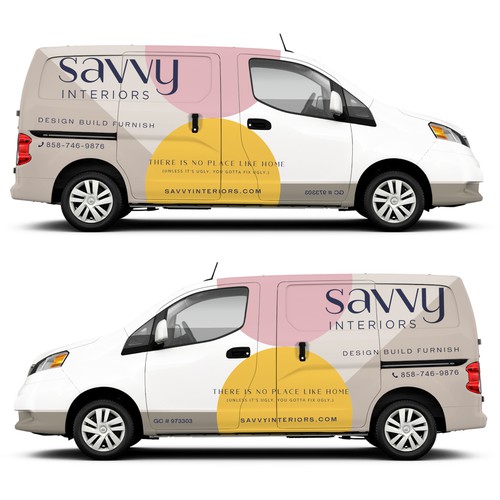 Design build furnish firm needs cool luxury sleek modern Van wrap Réalisé par Hey Mad´esigns⚡