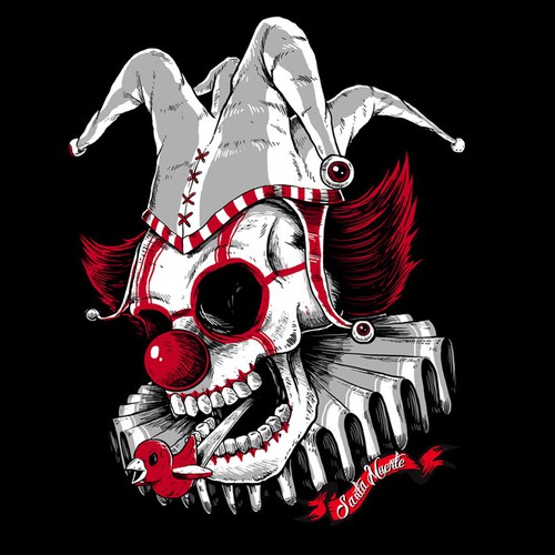 "T-shirt noir Tête de mort en clown" winning T-shirt by nearzoo