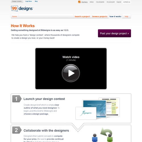Redesign the “How it works” page for 99designs Diseño de zaenal hanif