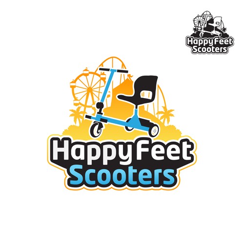 Fun, bright colored, modern logo for theme park scooter rental Design by umbre