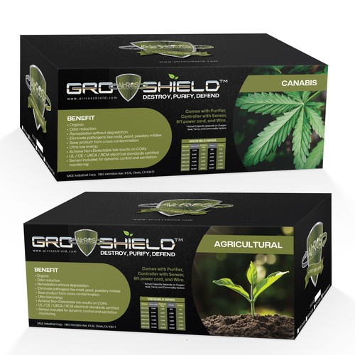 Retail packaging for Advanced Air Purifier for Cannabis and Ag Design by mwirdan