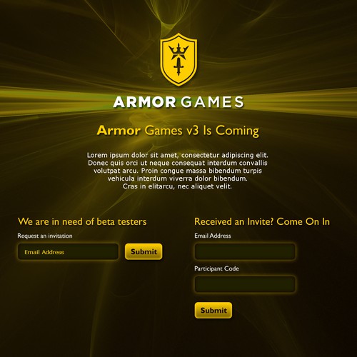 Breath Life Into Armor Games New Brand - Design our Beta Page Design von manustudio