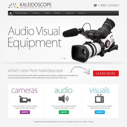 website design for Kaleidoscope Productions & Services LLP Diseño de N A R R A