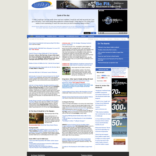 LetsRun.com Homepage Re-Design/Cleanup Diseño de pscola