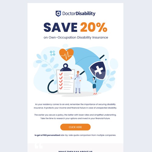 Design an email template for disability insurance for doctors Design by Silviab1