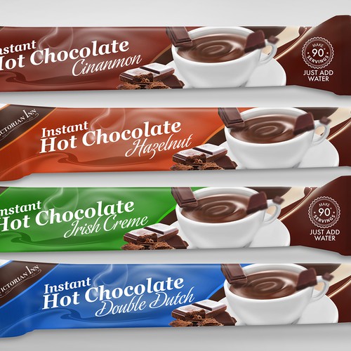 Packet design for single-serve hot chocolate mix! Design by Toanvo