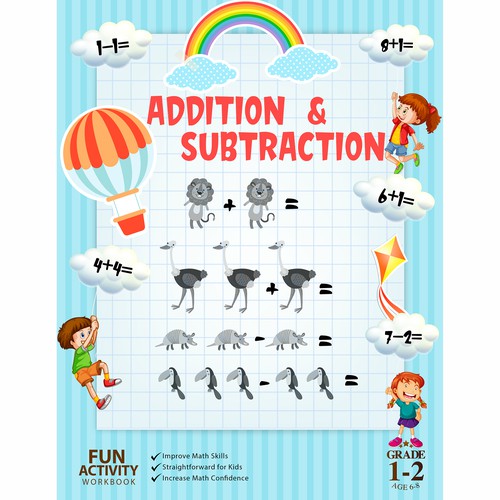 Fun design for kids math workbook Design by Aaniyah.ahmed