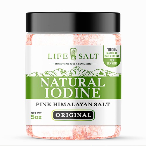 Label for Natural Iodine Pink Himalayan Salt that is fused with Seaweed Design by Design_byMe