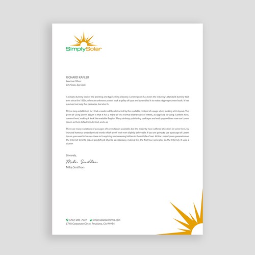 "Renewable Energy Company Letterhead" Design by Taaiebah