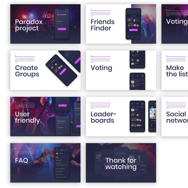 Powerpoint Pitch Deck template design for Paradox