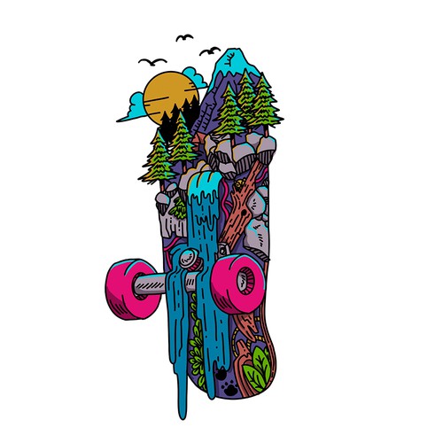 Skateboard Tattoo Design by Widi Nalendra