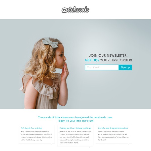 Design by SLdesign titled "Landing page for Cuteheads"