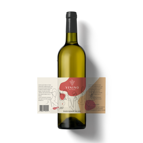 Modern label design for a house wine in a wine bar called VININO Design by halesen