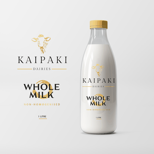 We need a premium milk bottle design for 1 litre glass botltes Design réalisé par Shizurux