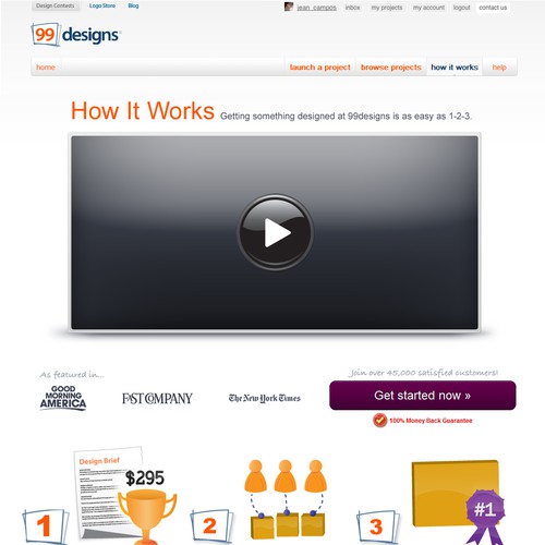 Redesign the “How it works” page for 99designs Diseño de jean_campos