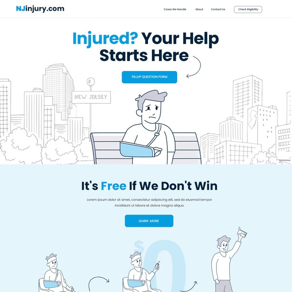 Design by LarnDesigns titled "Personal Injury Case Lead Generation Website/Landing Page"