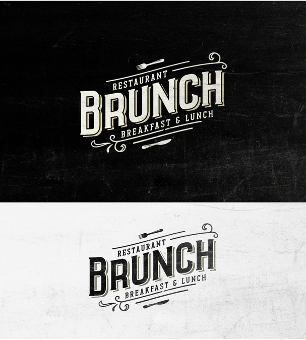 Vintage style logo for brunch restaurant breakfast and lunch