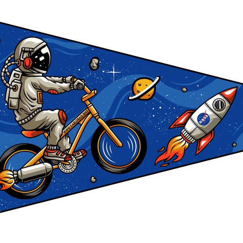 Bicycle flag for boys with space theme Design by daniicahya