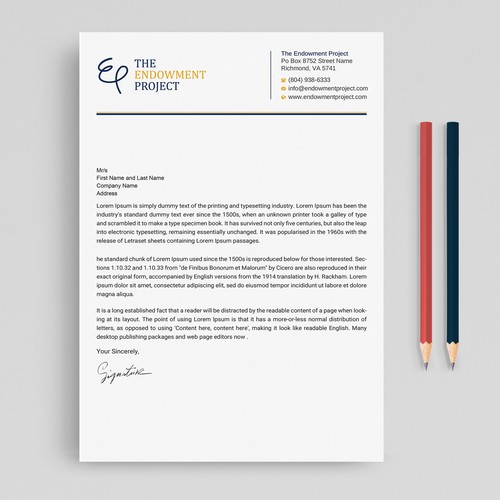 Clean, simple note design, The Endowment Project Design by prosenjit_P